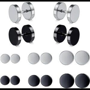 316L Surgical Steel Mens Earring Flatback Screw Stud Earrings Hypoallergenic